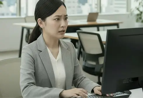 活動報告書の作成に時間がかかり、他の顧客対応が遅れる様子の画像